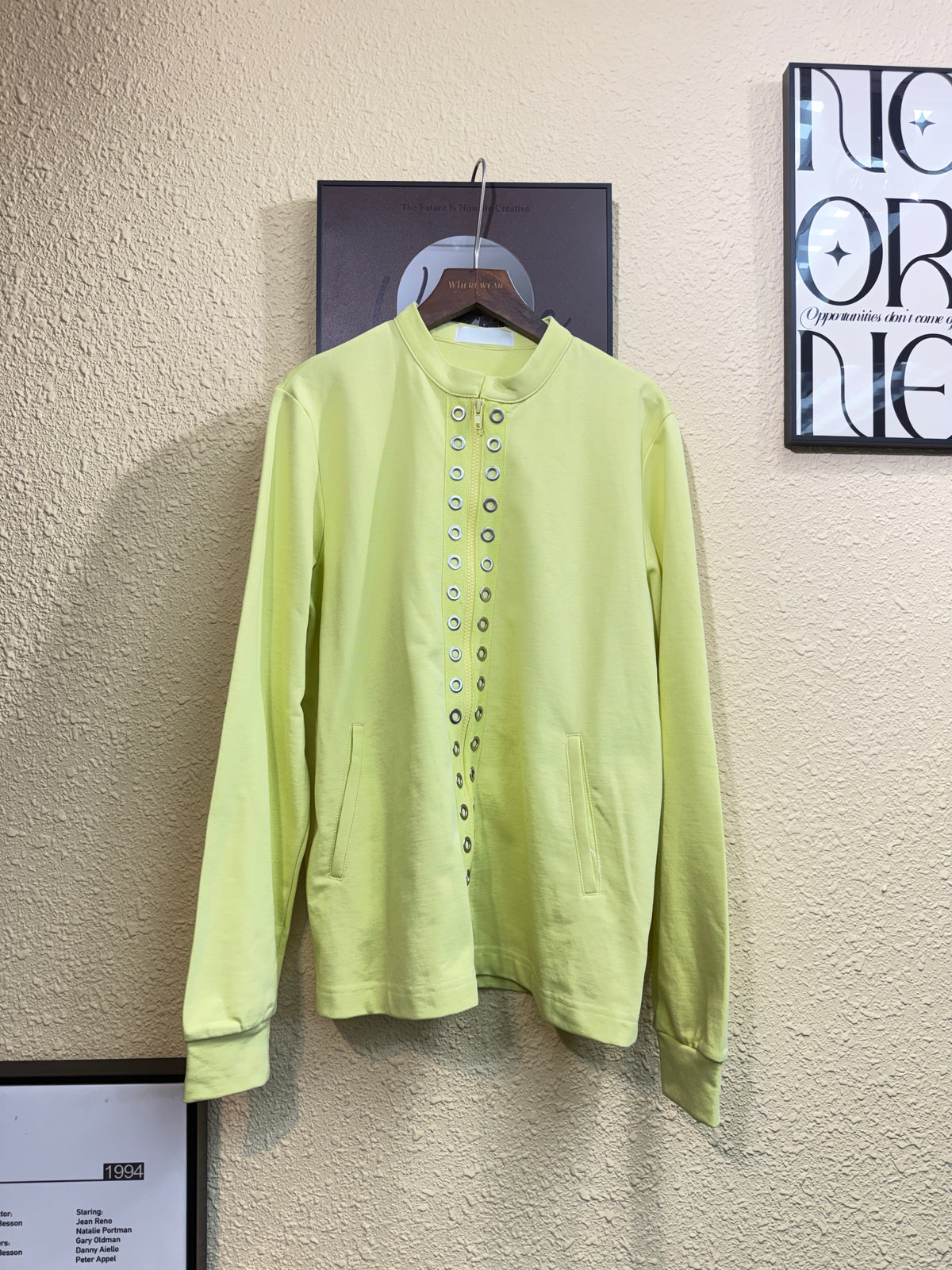Eyelet-detailed stand collar zip outer #01044