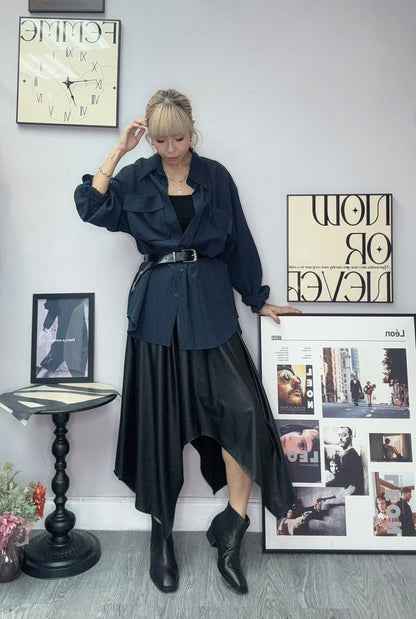 (-30% off)Big pocket plain shirt