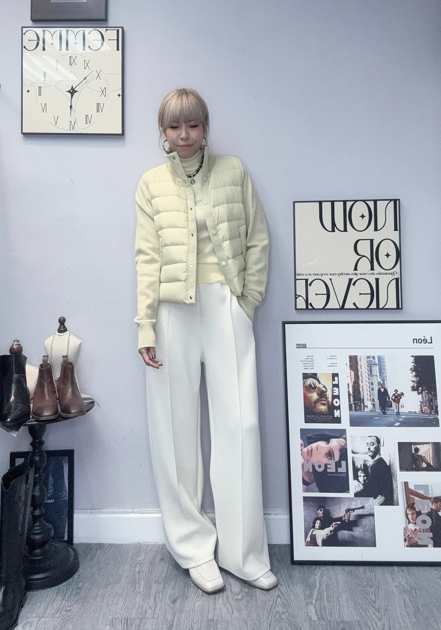 Down X knit sleeves jacket #00086