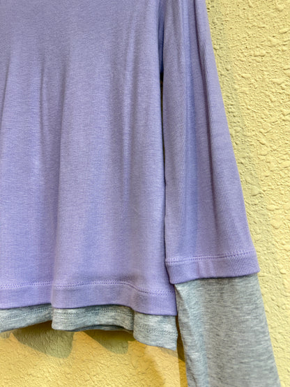 Fake two pieces rib tee #00930