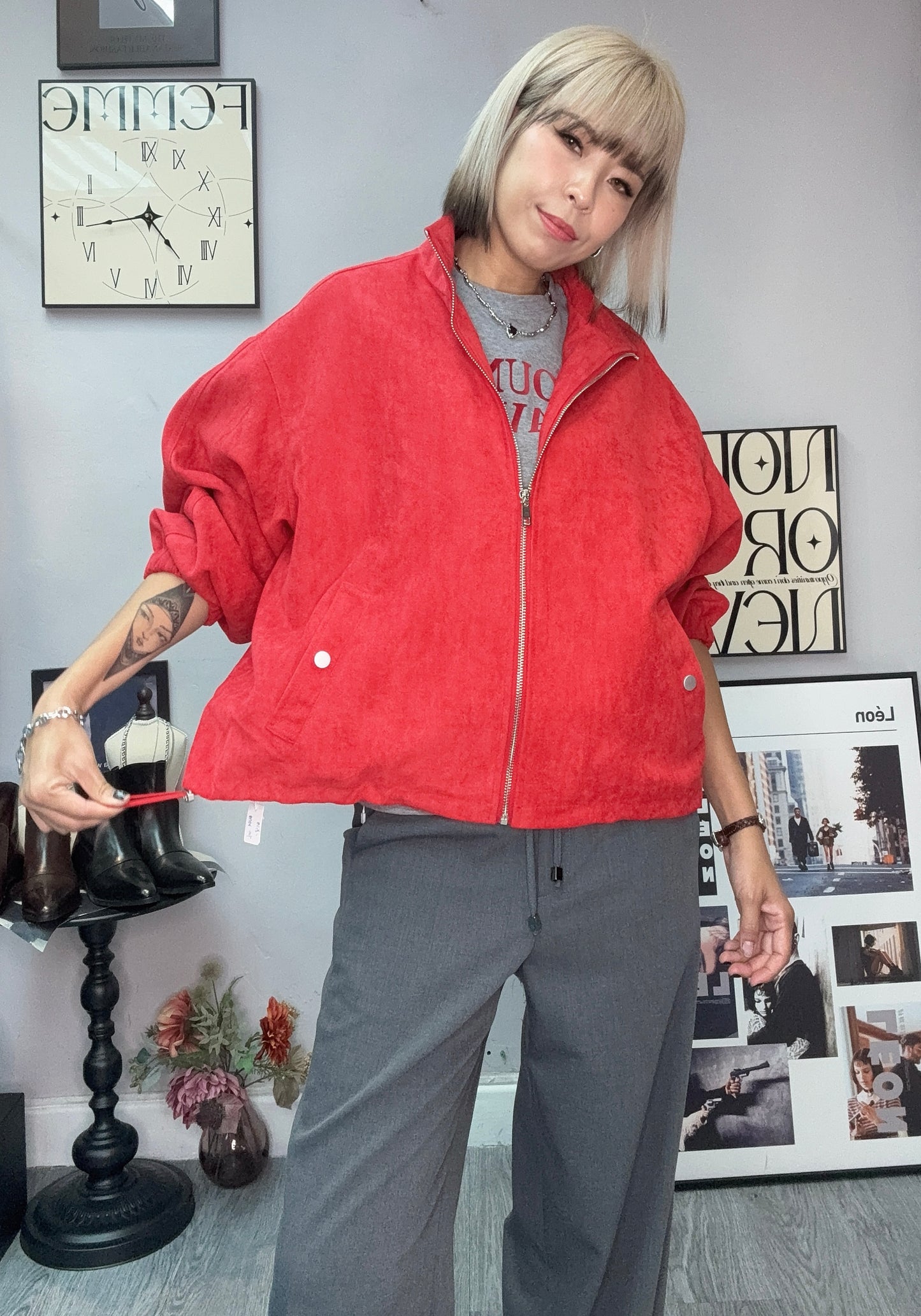 Leopard skin zip bomber