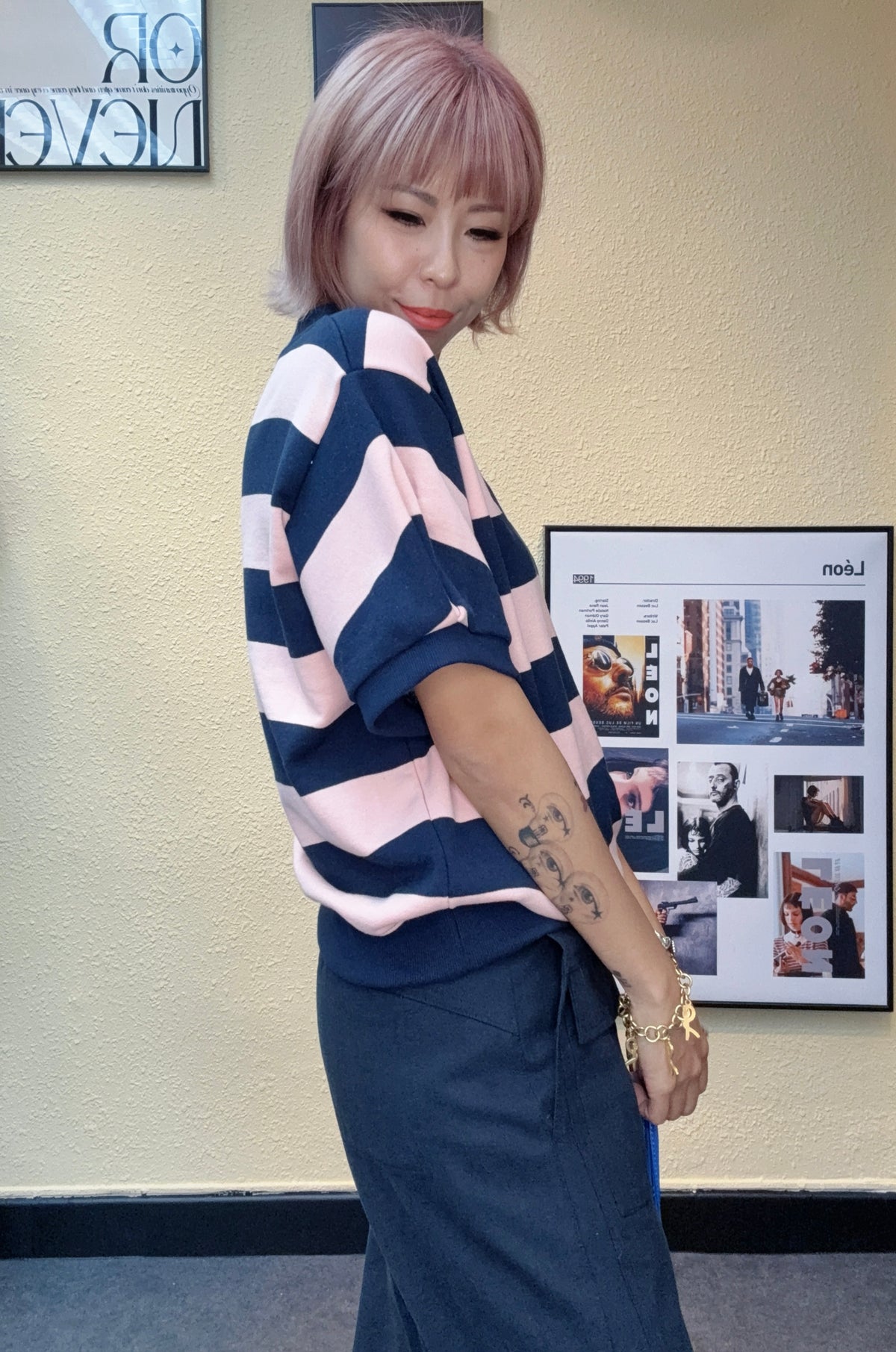 2 tone striped v neck top