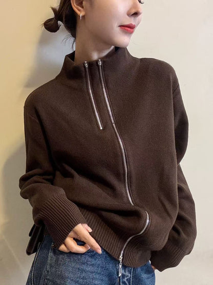 Double zip knit top #00153