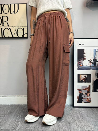 Full elastic silky pants #00619