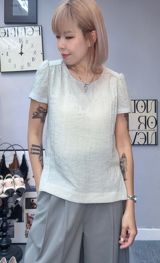 (-30%)Back tie plain blouse