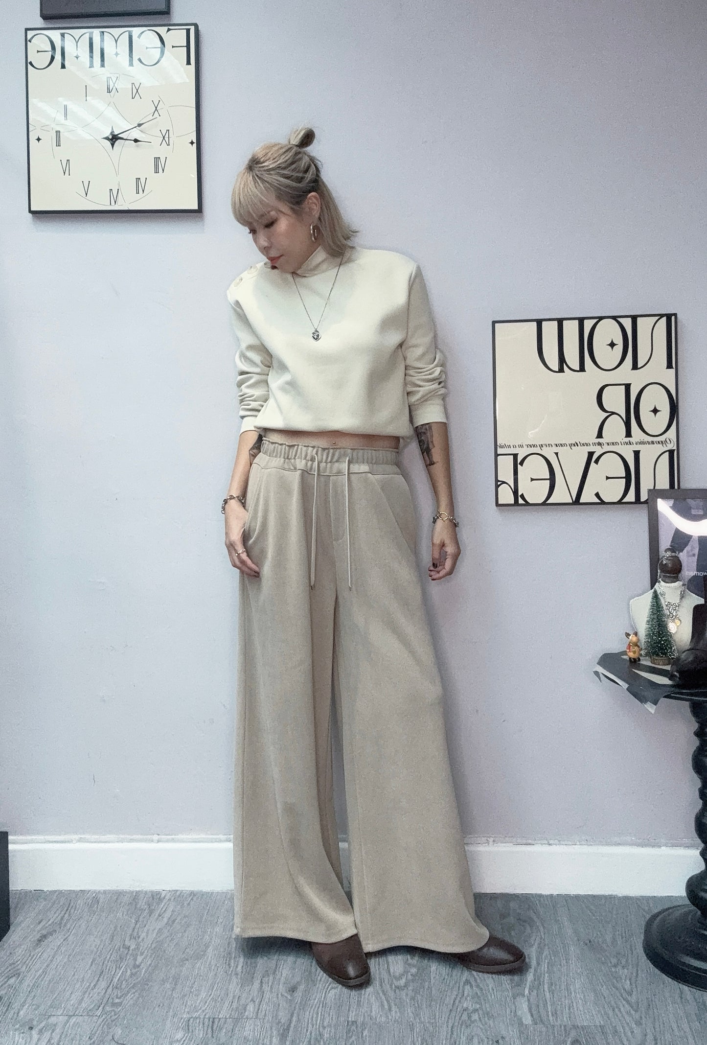 Full elastic high waist pants #00132
