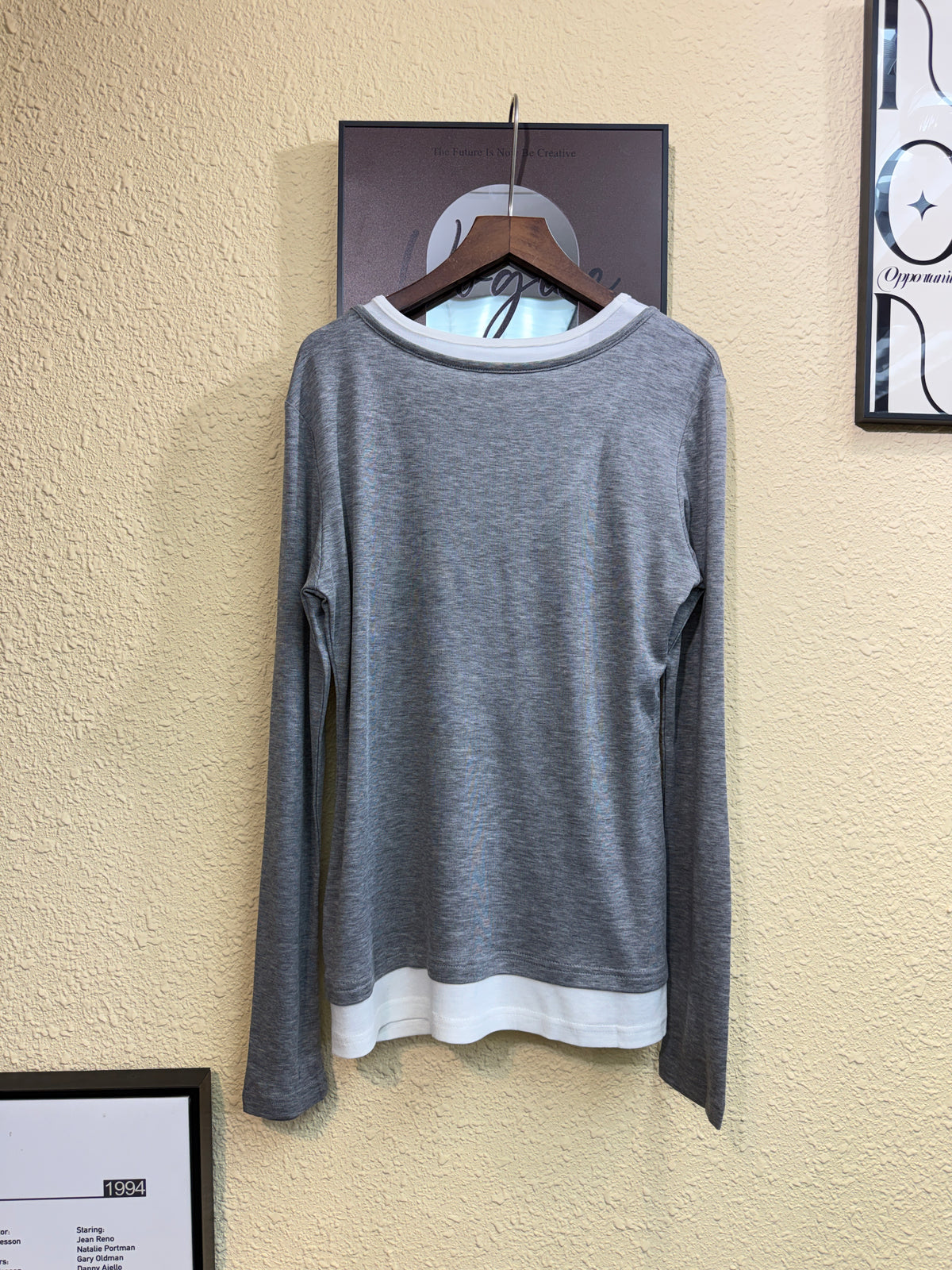 Fake two pieces ultra-thin fabric tee #00979