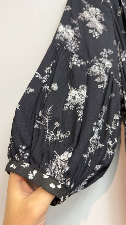 (A/W)White flower pattern chiffon one piece#00839