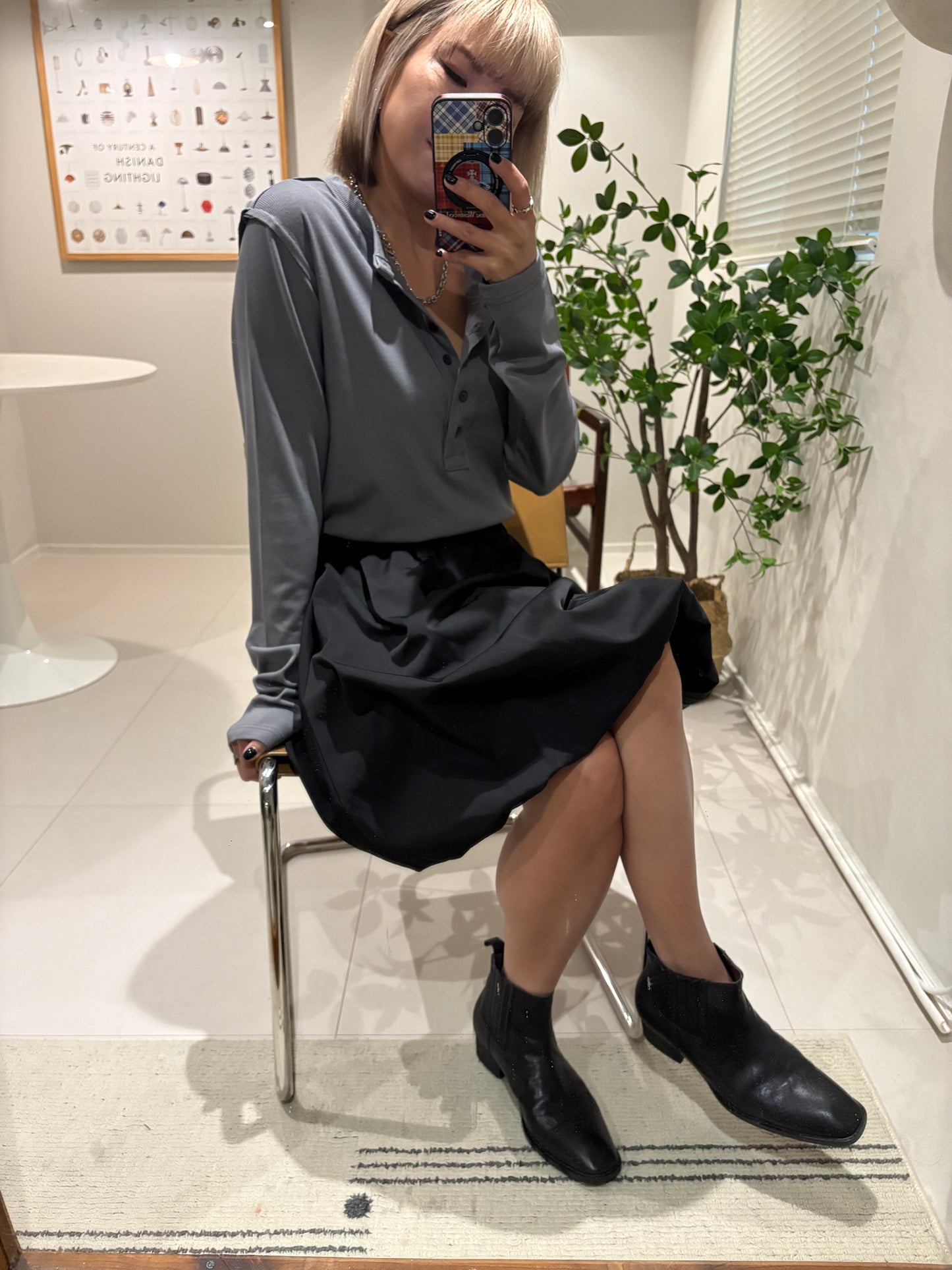 Front buttons cotton tee #00007