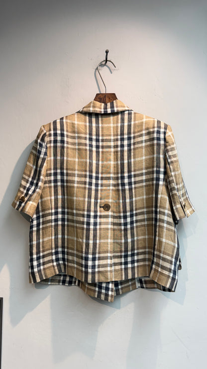 Checked short sleeves #00748