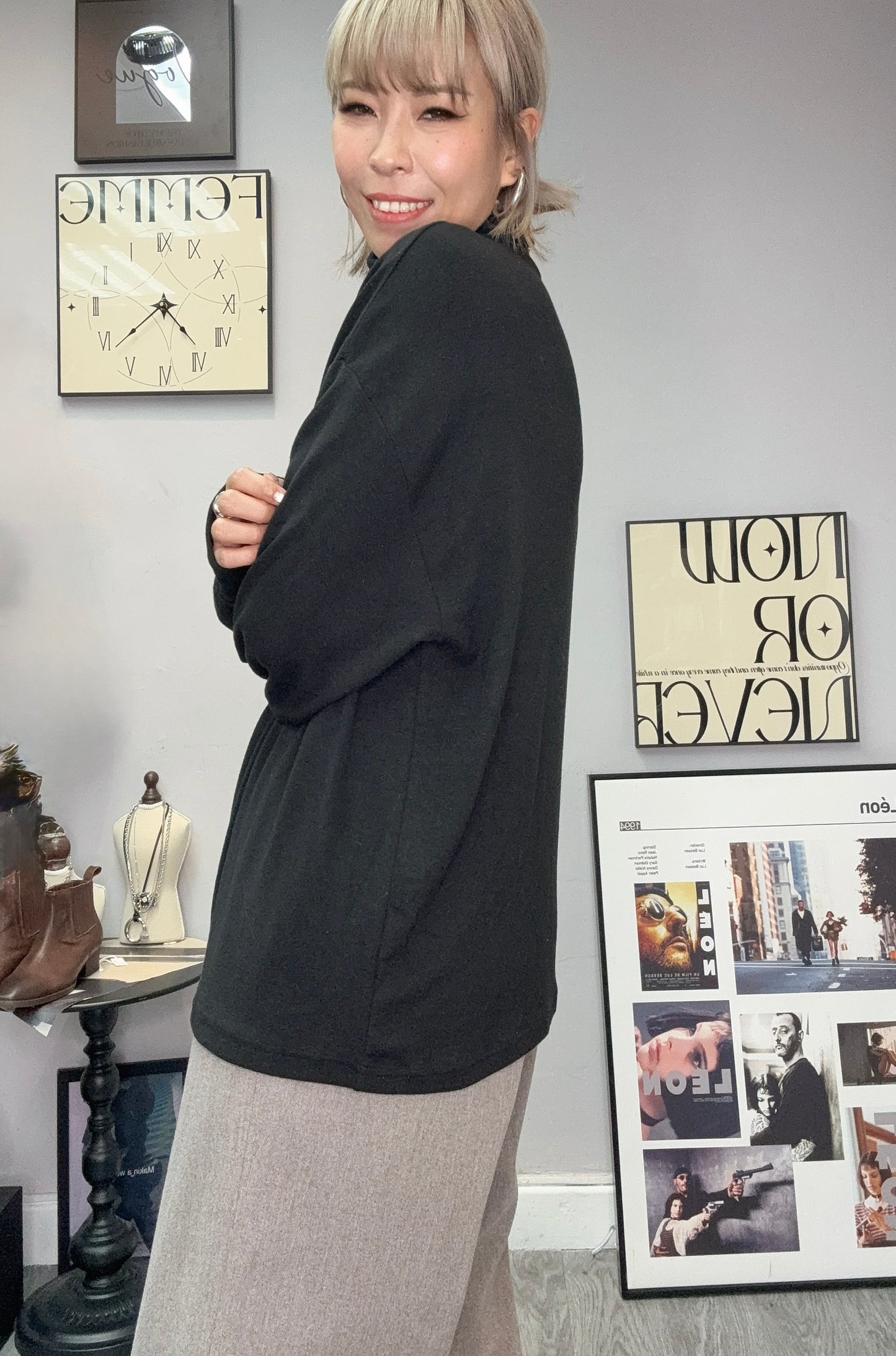 turtleneck wool loose cut tee #00048