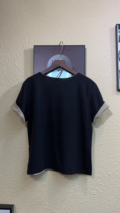 Plain two-tone tee #00987