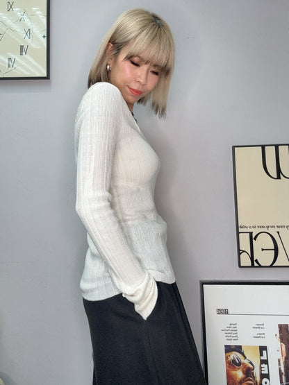 Twist collar knit top