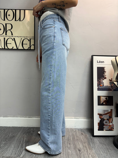 Double waist jeans#00544