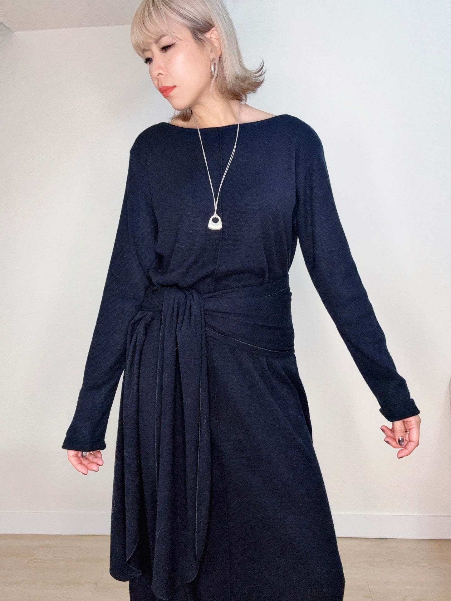 Front and back knitted dress (with scarf) #00157