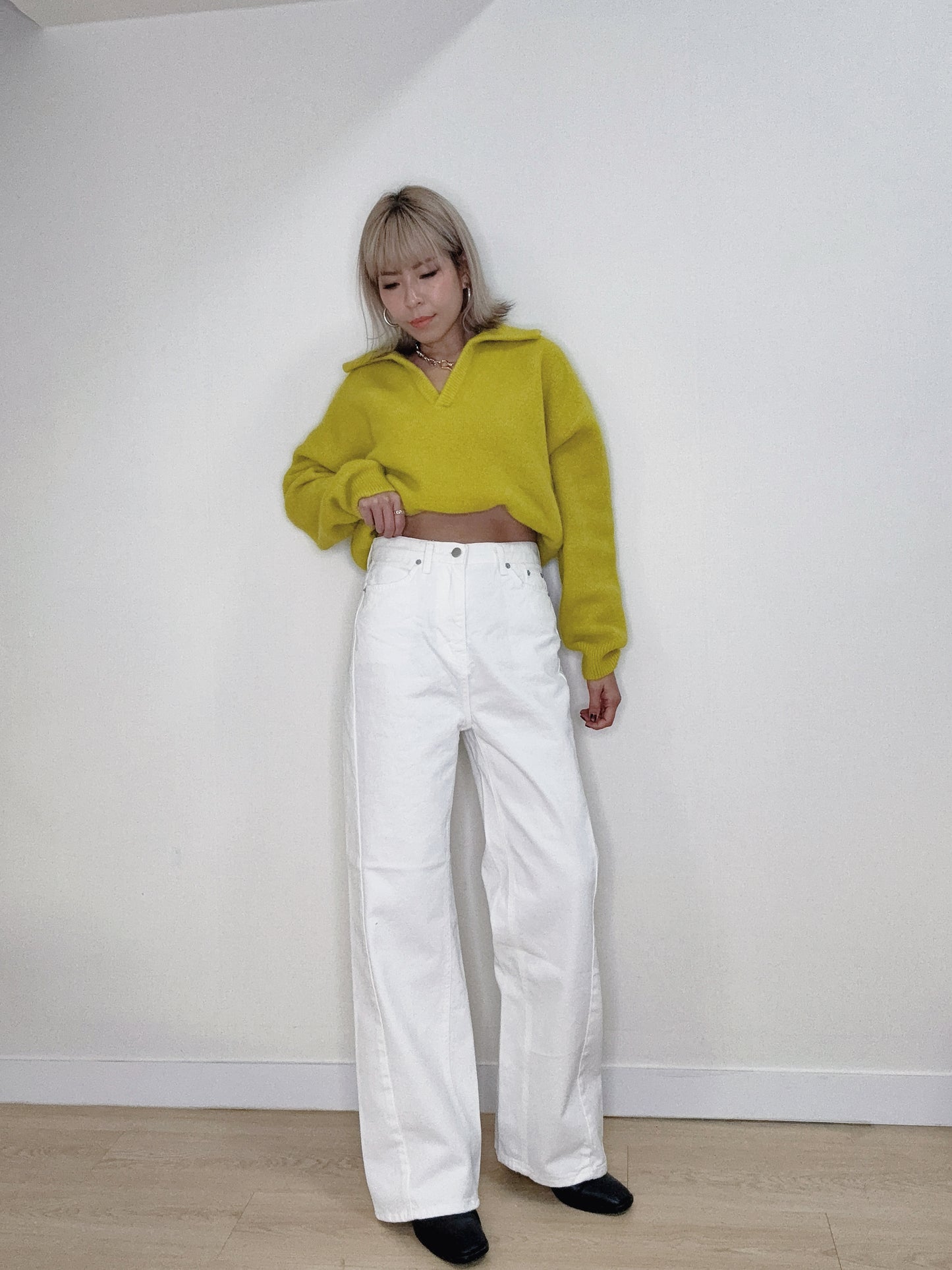 Front side line straight jeans #00152