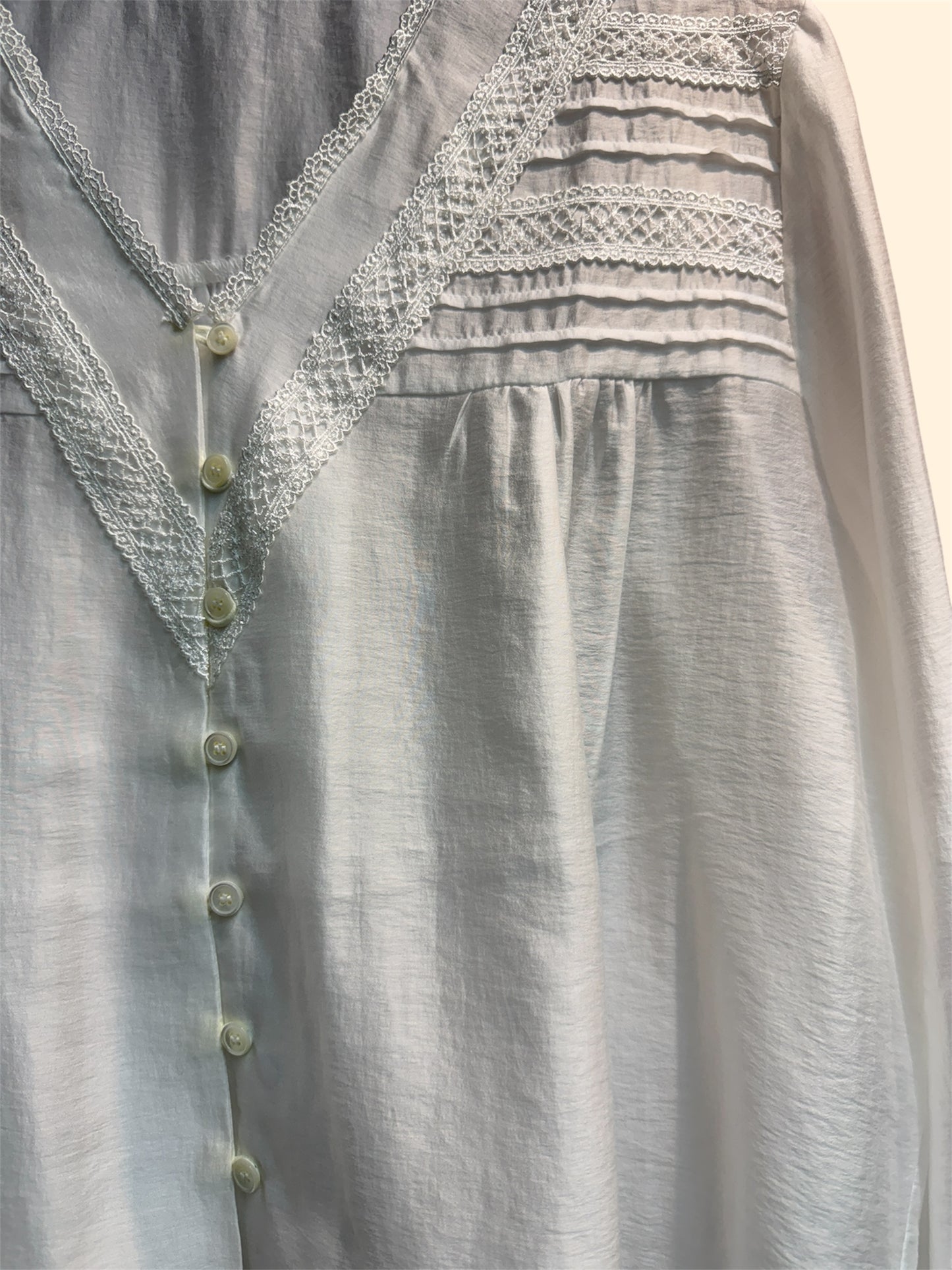 V neck lace front buttons blouse #00319