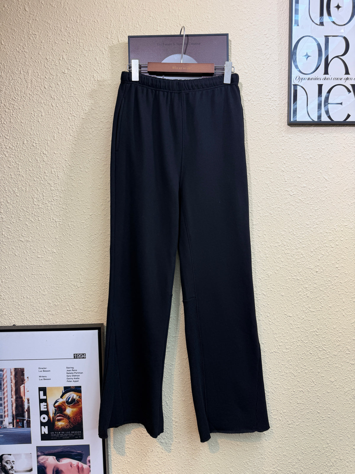 Side waffle hem cotton pants #00964