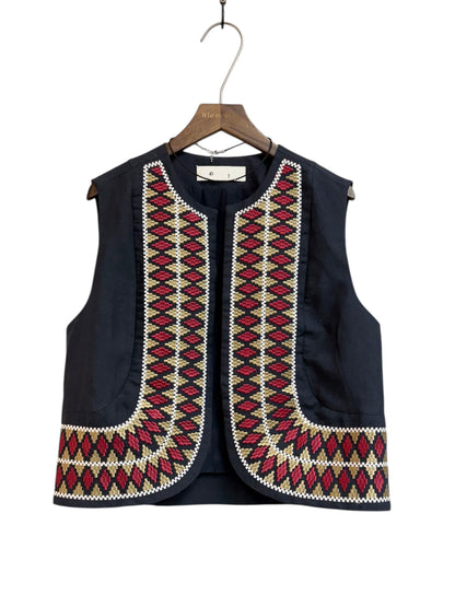 (-40%off)Embroidery linen vest outer
