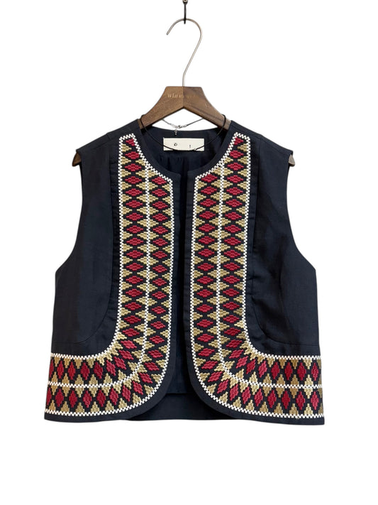 (-40%off)Embroidery linen vest outer