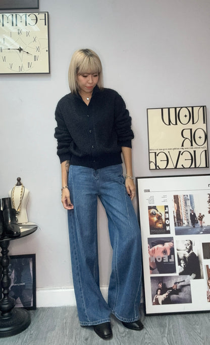 Stand collar short knit cardigan #00044