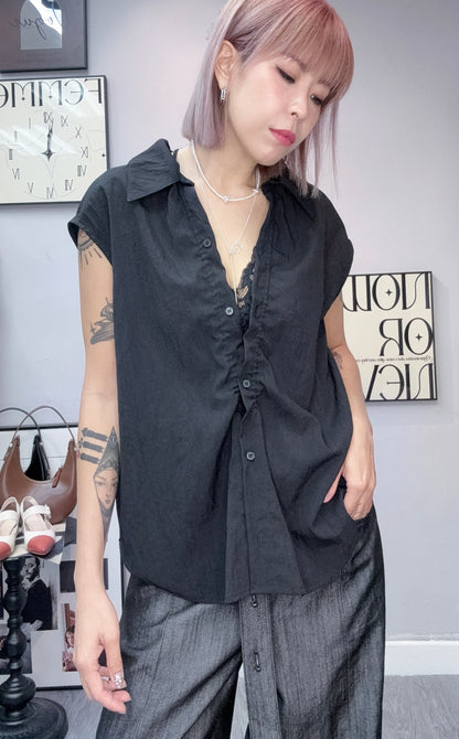 👍🏼Back rope front ruffle  shirt #00740
