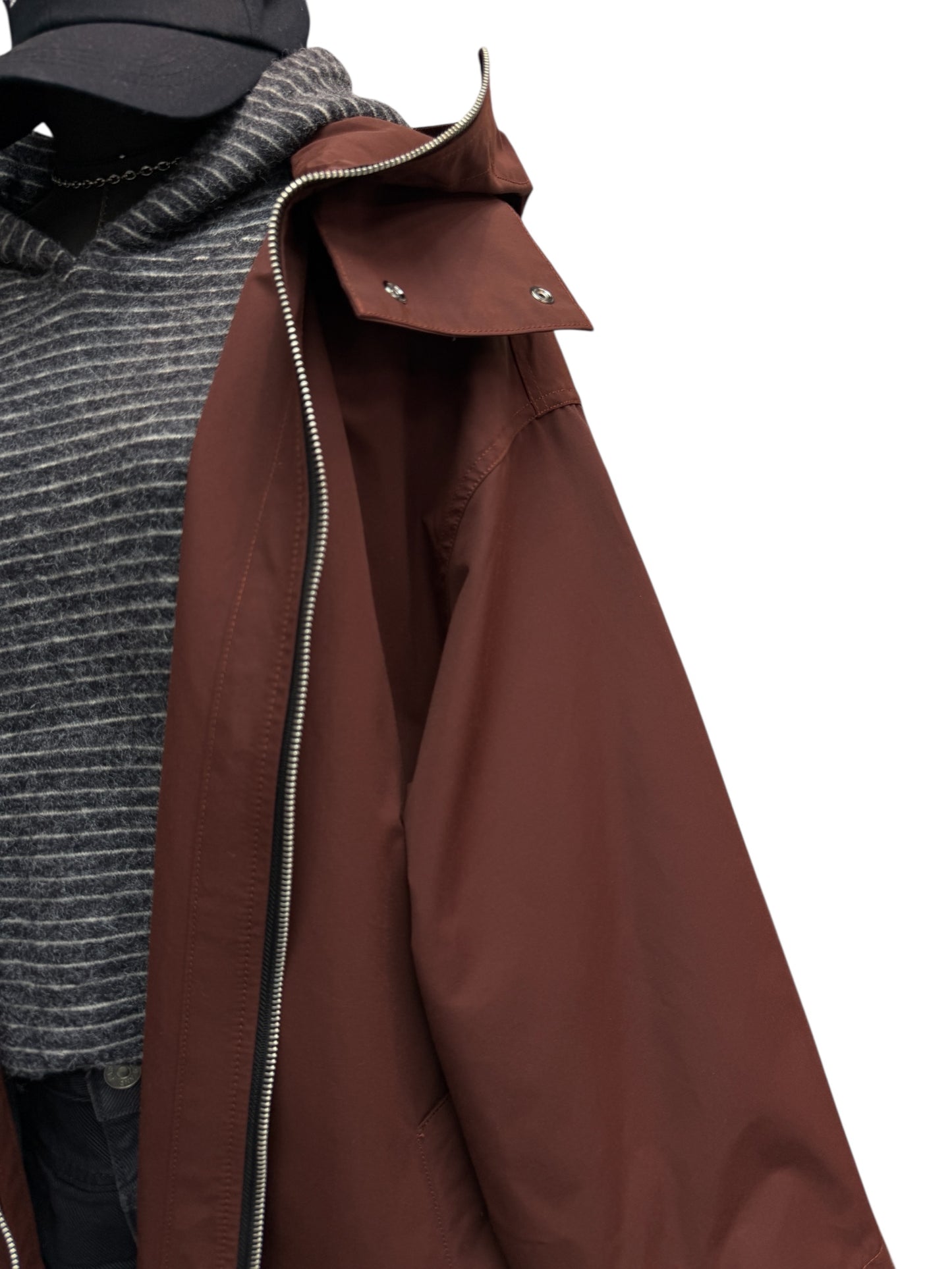 With hat zip trench coat