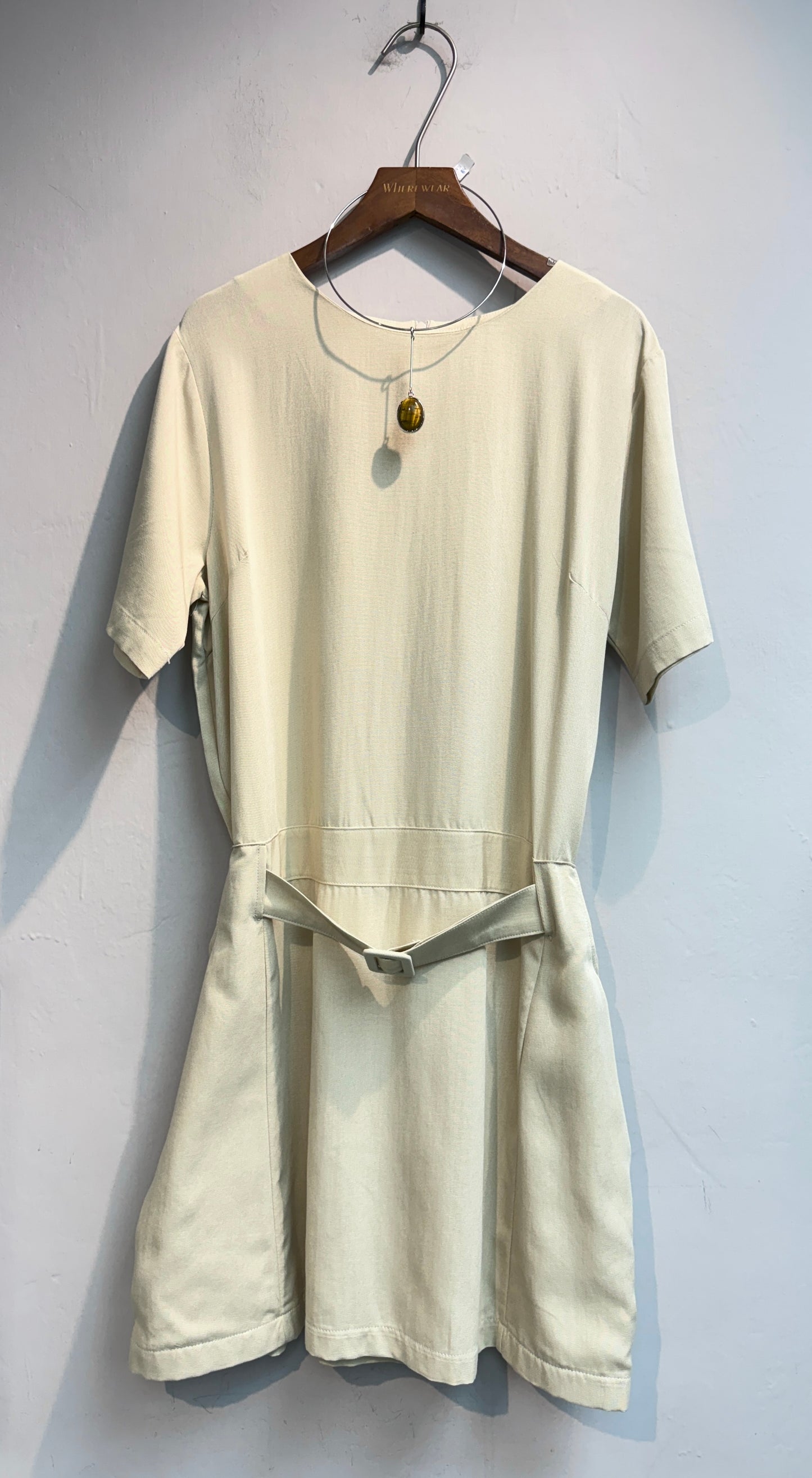 (-30%)With belt side big pockets one piece #00784