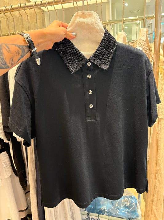 Knitted polo collar tee #00807