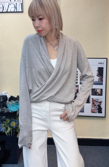 Deep v softy knitted top #00962