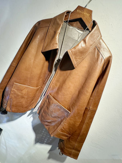 Shiny Lambskin Leather jacket