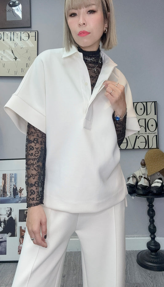 Space cotton polo top #00027