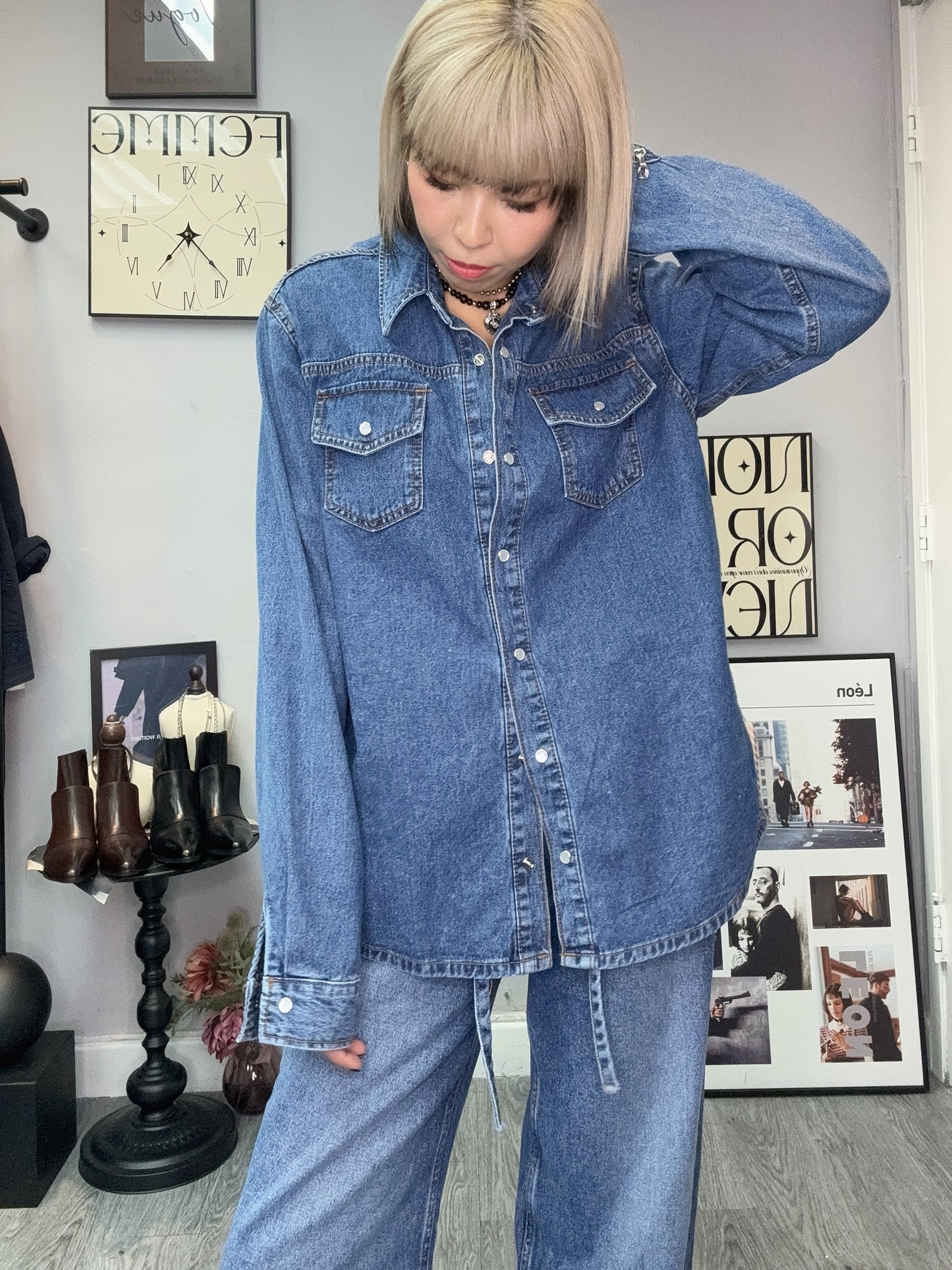 Fit size denim shirt
