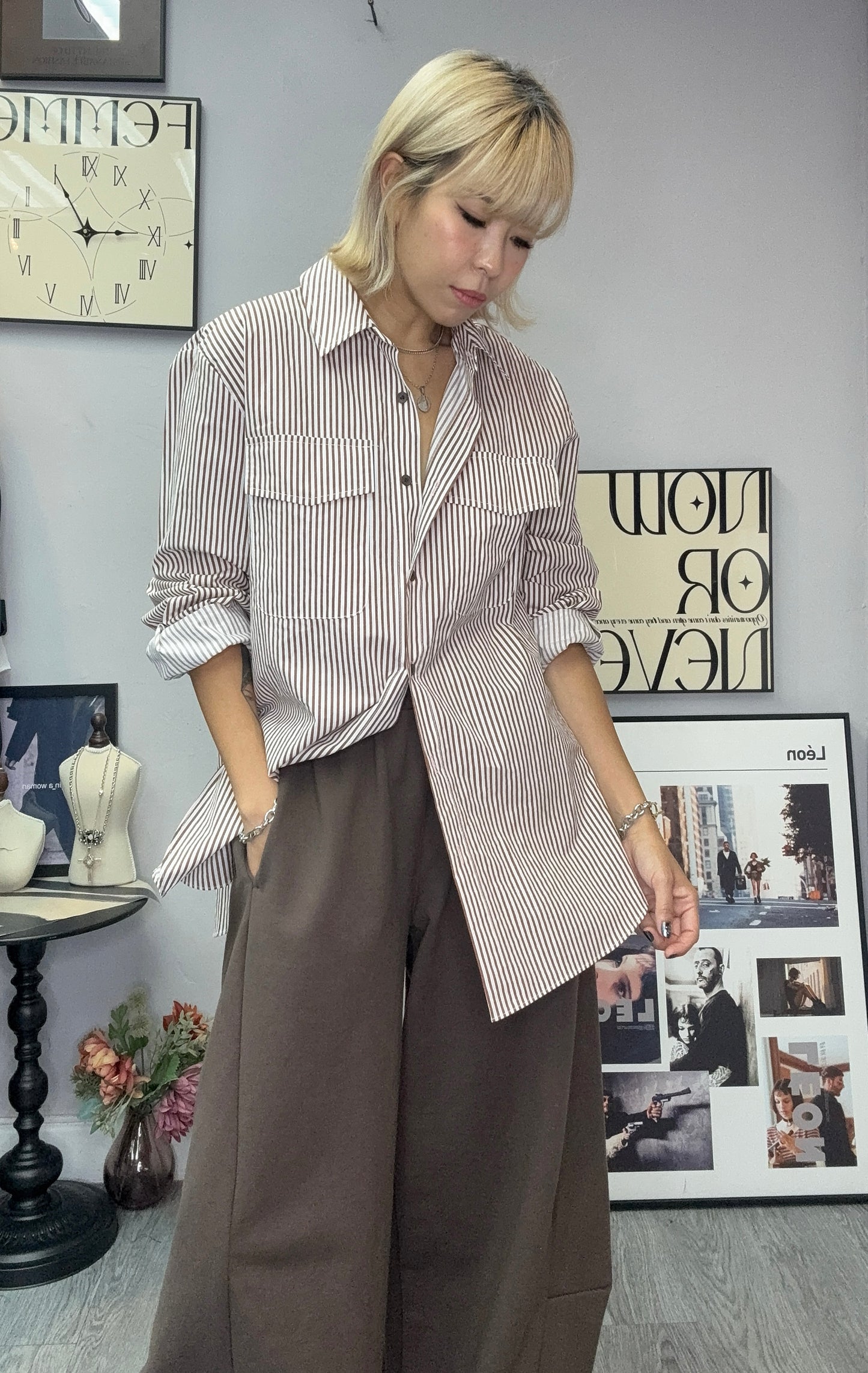 Two pocket midi length shirt