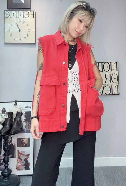 Big pockets vest jacket #00331