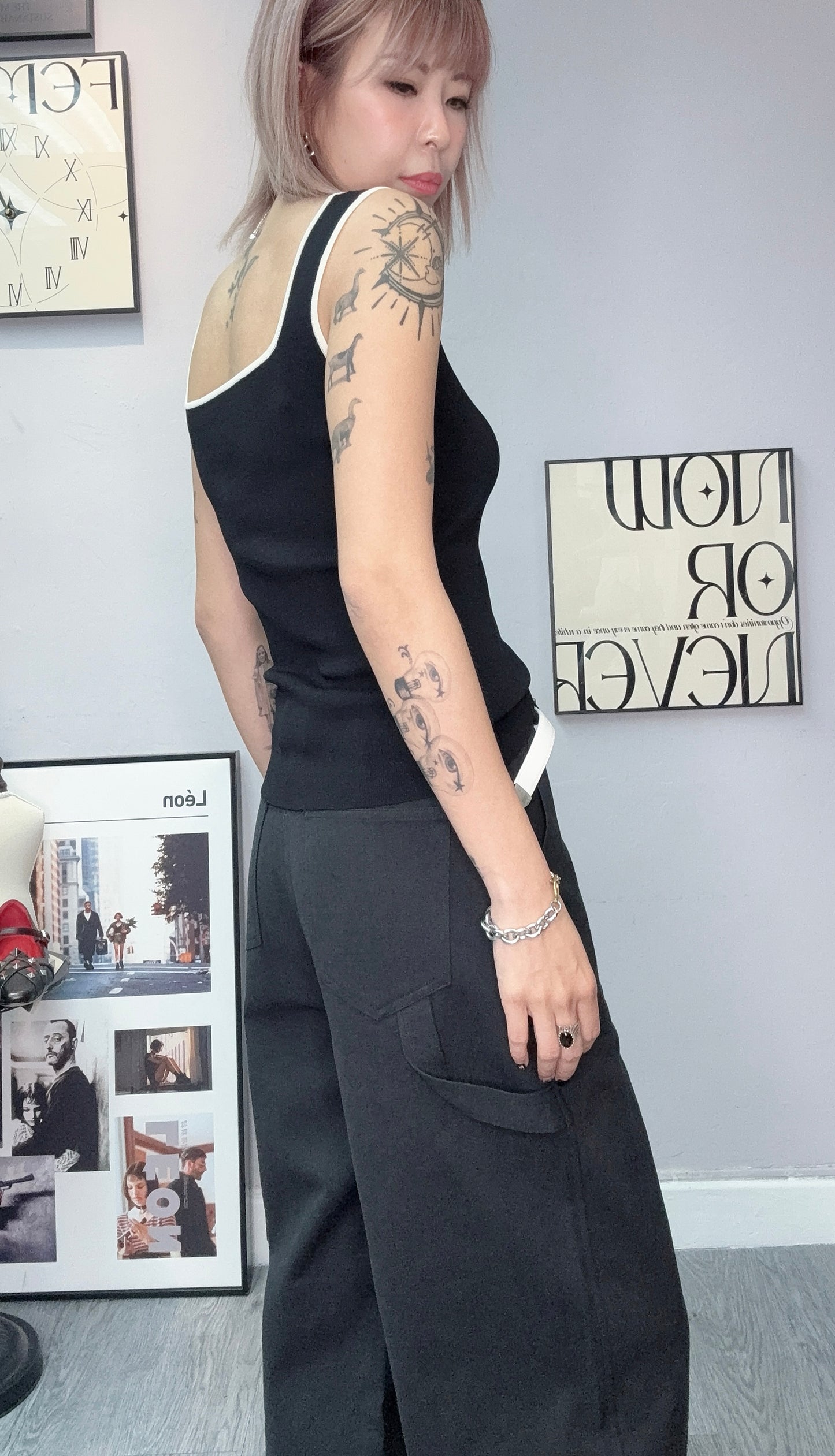 square collar knitted tank top #00602