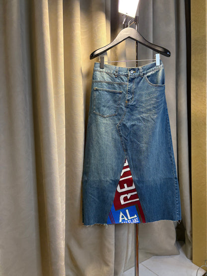 Knit fabric denim skirt