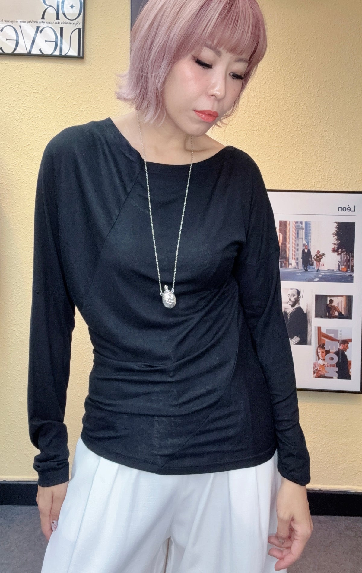 Side v collar spandex tee #00859