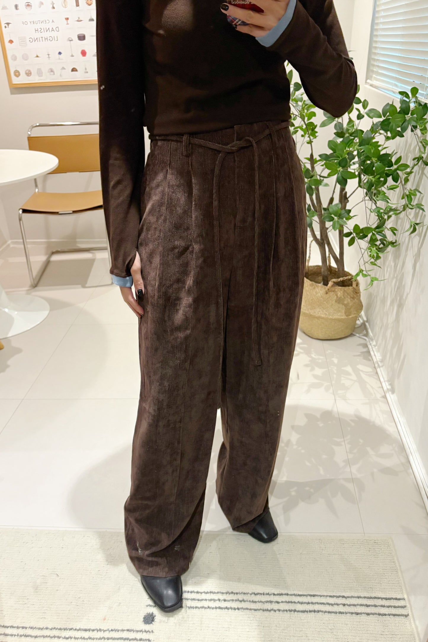 With rope corduroy pants #00010