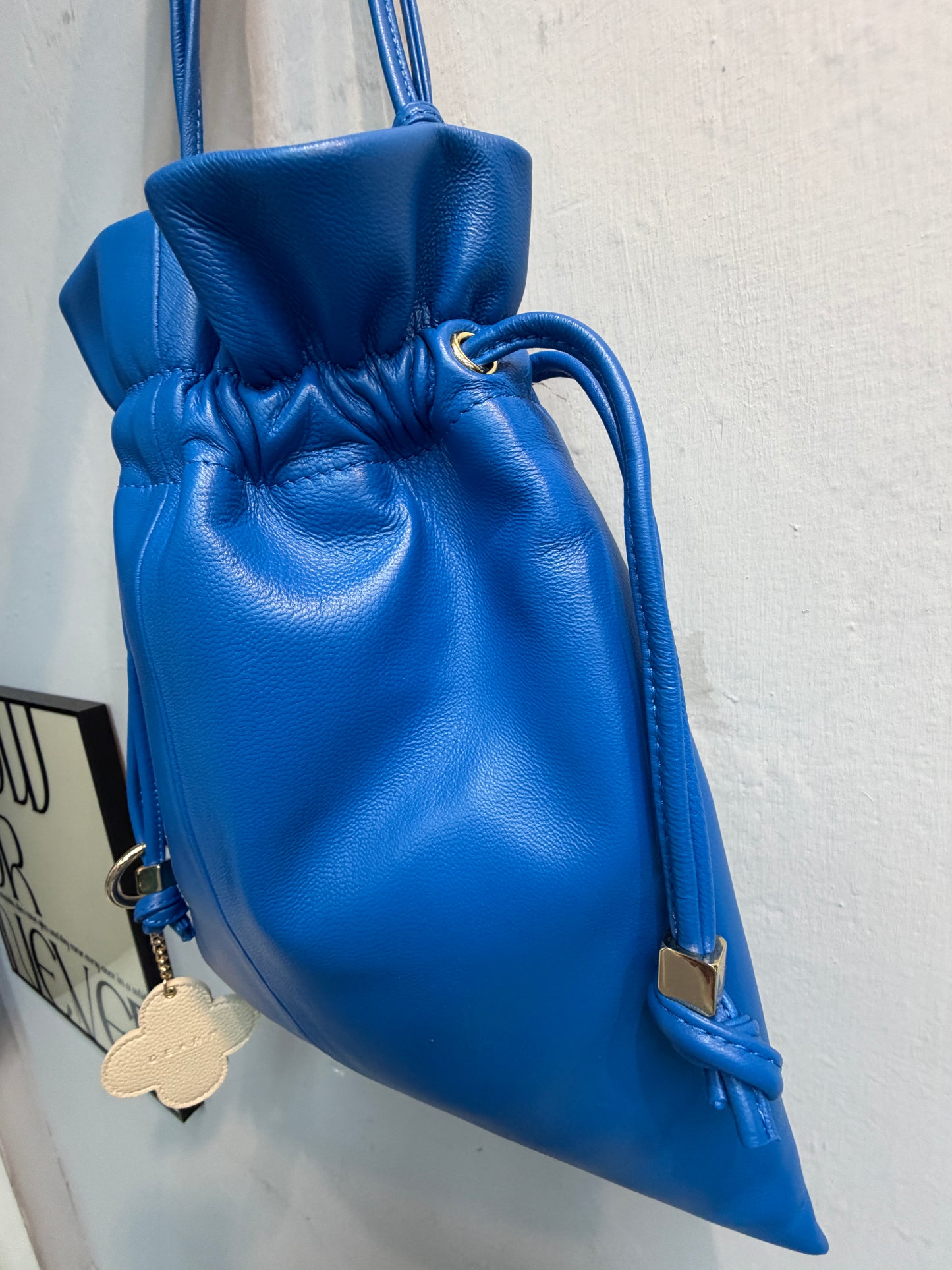 Lambskin drawstring bag
