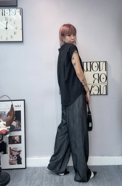 👍🏼Back rope front ruffle  shirt #00740