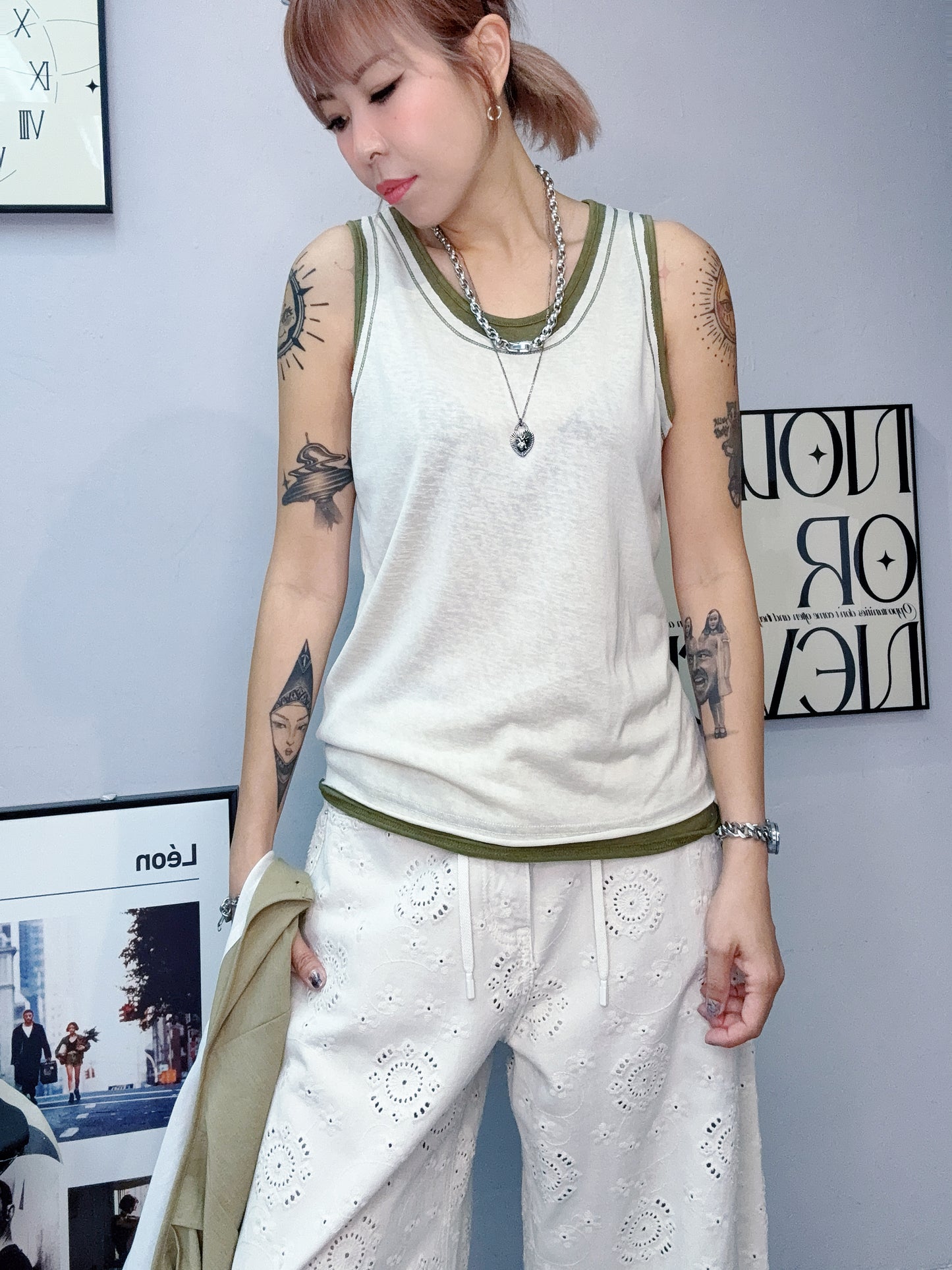Fake two pieces tank #00631
