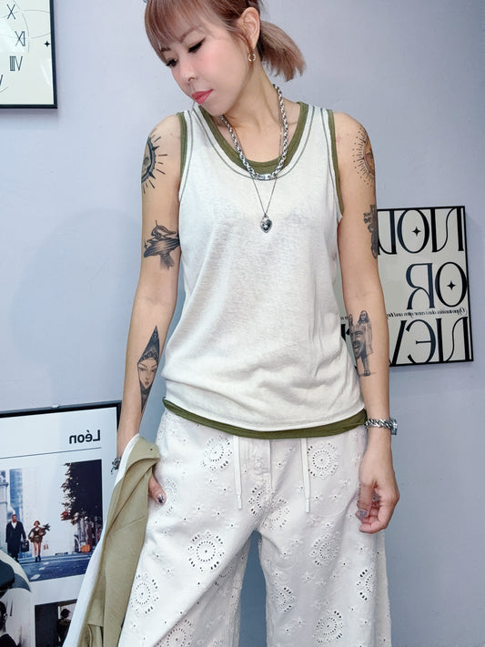 Fake two pieces tank #00631