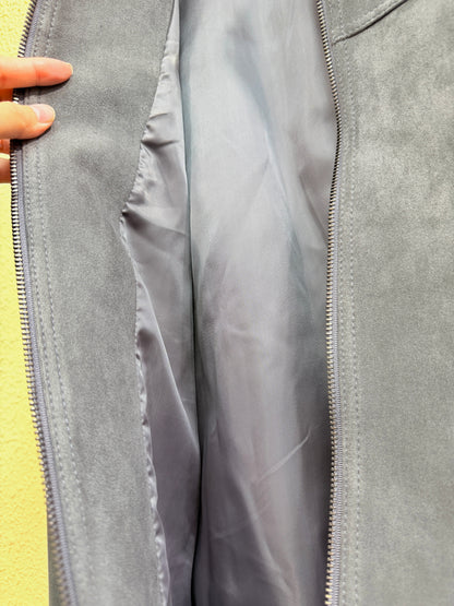 Suede shirt collar long outer #01014
