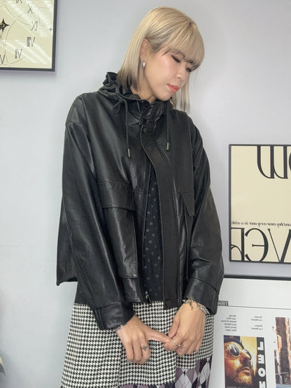 2-pockets leather jacket
