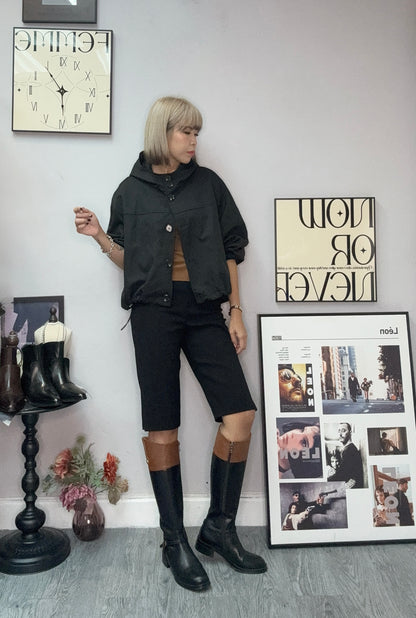 With hat short trench coat