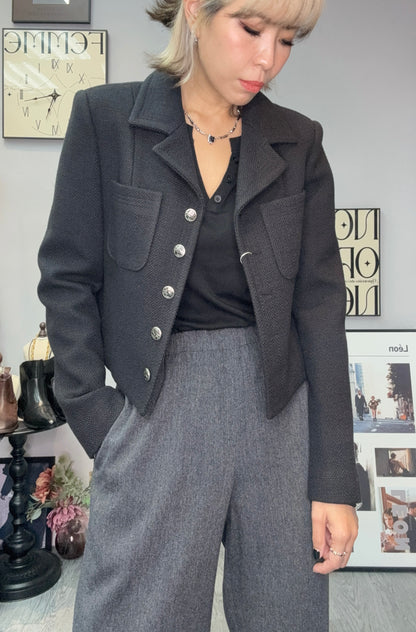 (-30% off)silver button tweed short jacket #00029