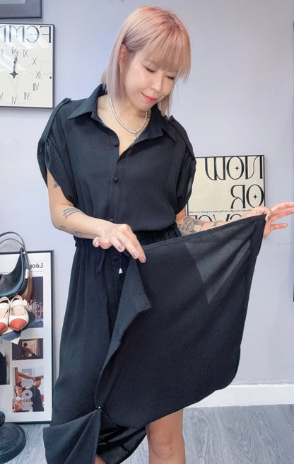 (-20%off)Chiffon cap sleeves one piece #00835