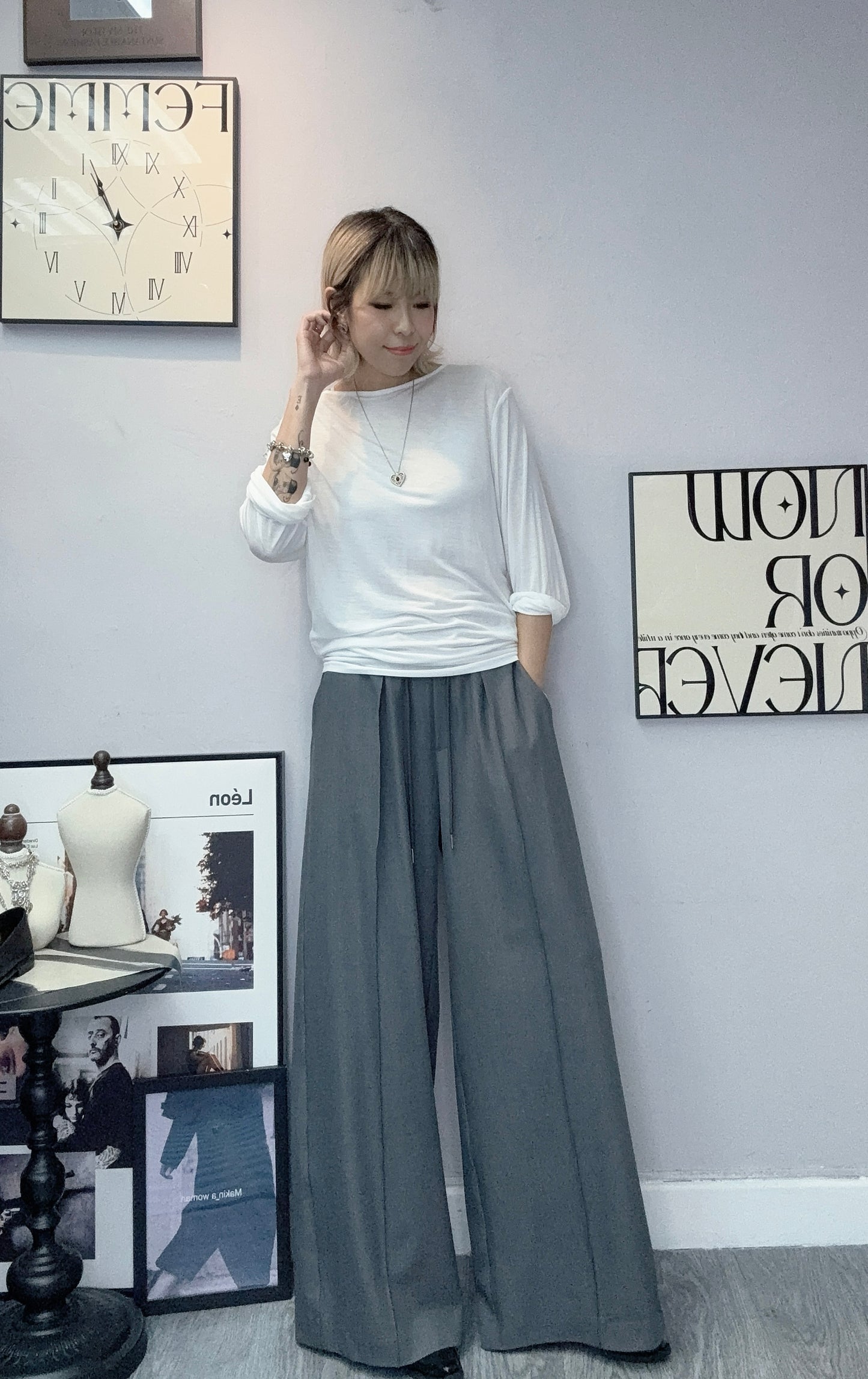 Back mesh plain tee #00409