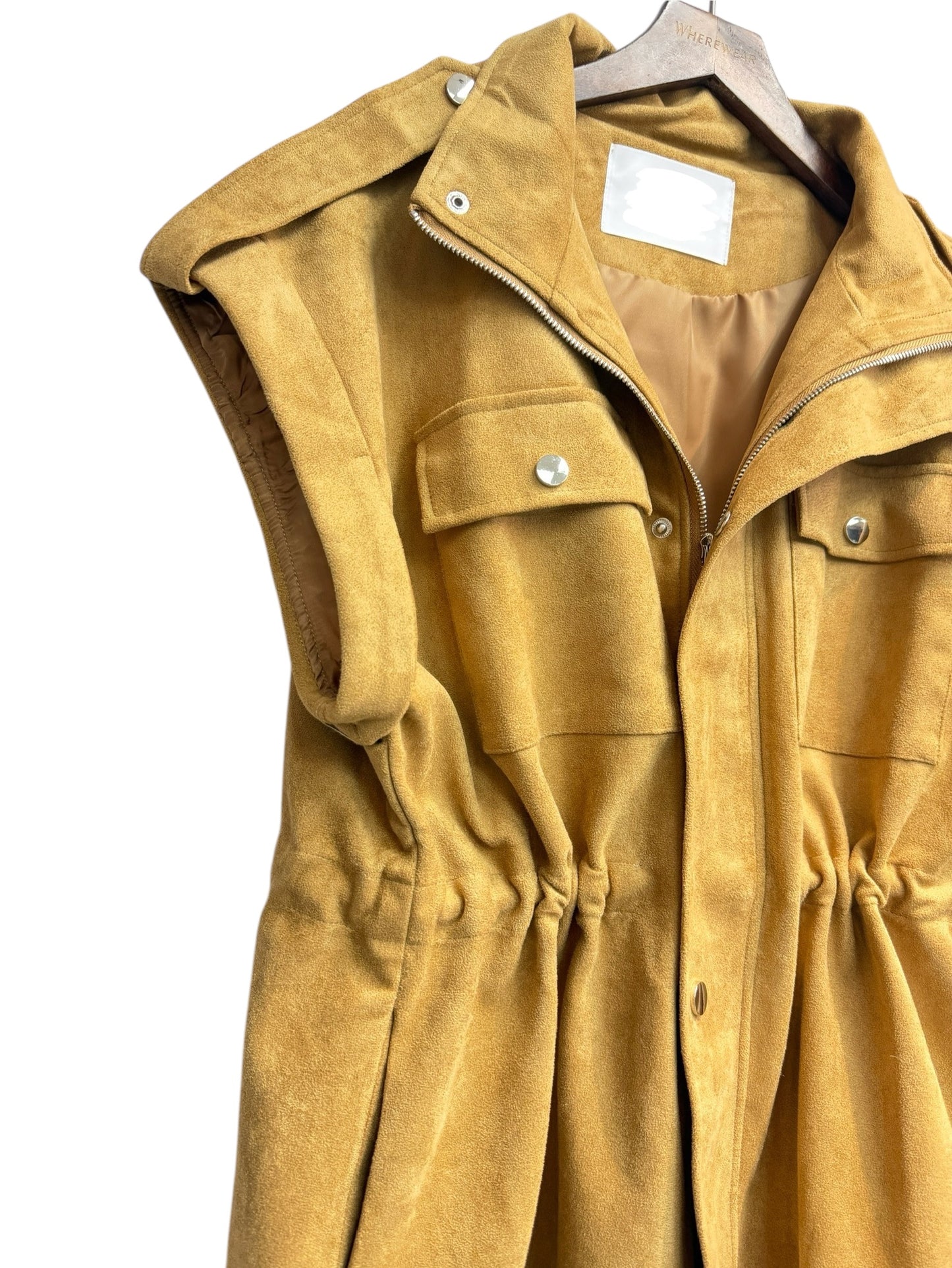 Suede zip vest jacket #00143